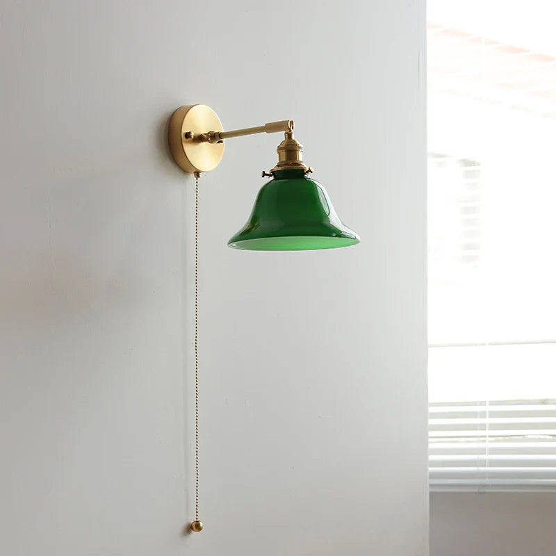 Decorbites™ Grünes Loft LED Wandlicht: Vintage Nachttischlampe, Oben Unten Drehbares Glas, Zugkettenschalter