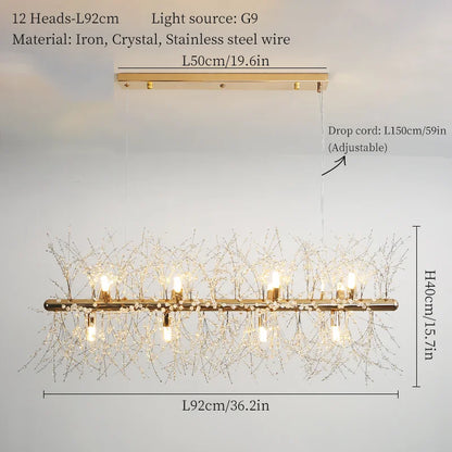 DecorBites™ Dandelion Art Crystal Chandelier: Nordic Modern Luxury for Living Room & Restaurant