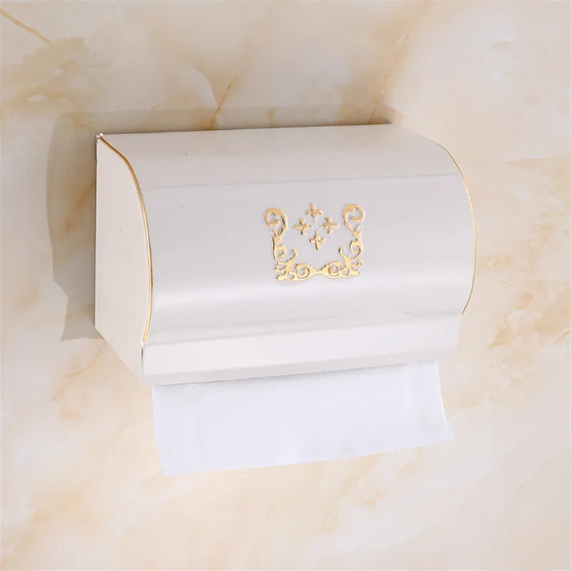 DecorBites™ Black Carved Aluminum Bathroom Tissue Holder Toilet Paper Roll Rack