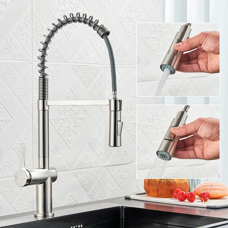 DecorBites™ Black Kitchen Faucet with Dual Mode Sprayer, 360 Rotation, Hot & Cold Mixer