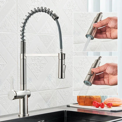 DecorBites™ Black Kitchen Faucet with Dual Mode Sprayer, 360 Rotation, Hot & Cold Mixer