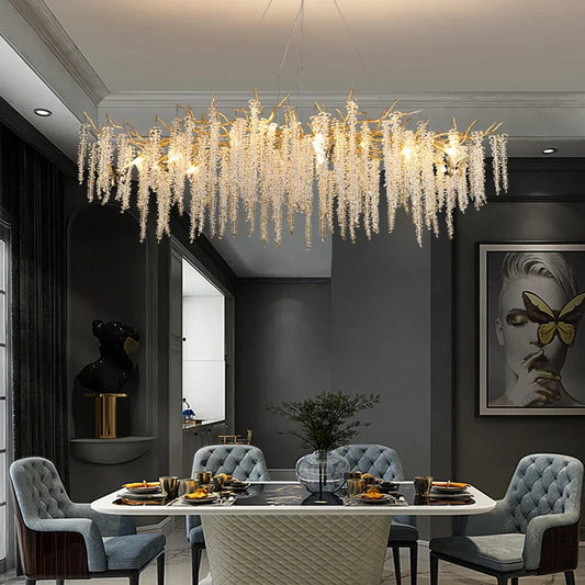 DecorBites™ Crystal Chandelier: Postmodern Luxury Pendant Light for Living Room, Bedroom, and Dining Room