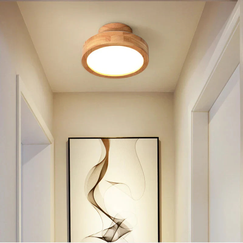 DecorBites™ Circular Wood Ceiling Lamp LED Lighting for Living Room, Bedroom, Hallway, and Bathroom