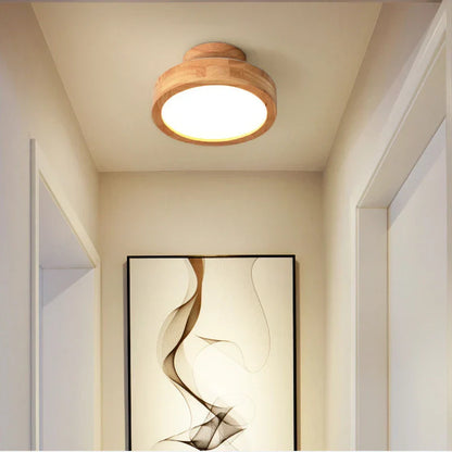 DecorBites™ Circular Wood Ceiling Lamp LED Lighting for Living Room, Bedroom, Hallway, and Bathroom