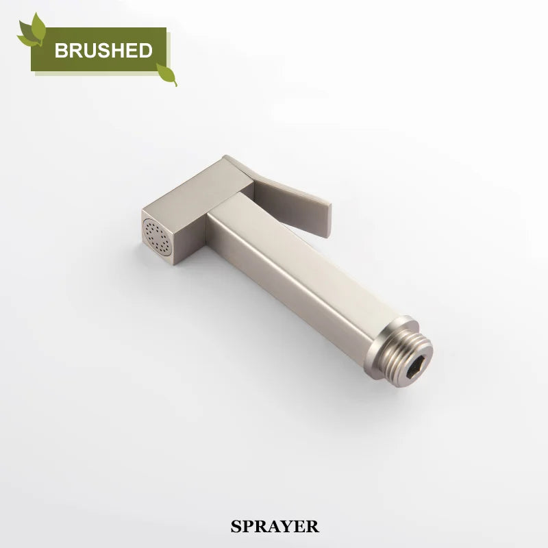 DecorBites™ Bidet Faucet Shower Mixer: Cold Hot Water Tap, Brass, Square Sprayer Head