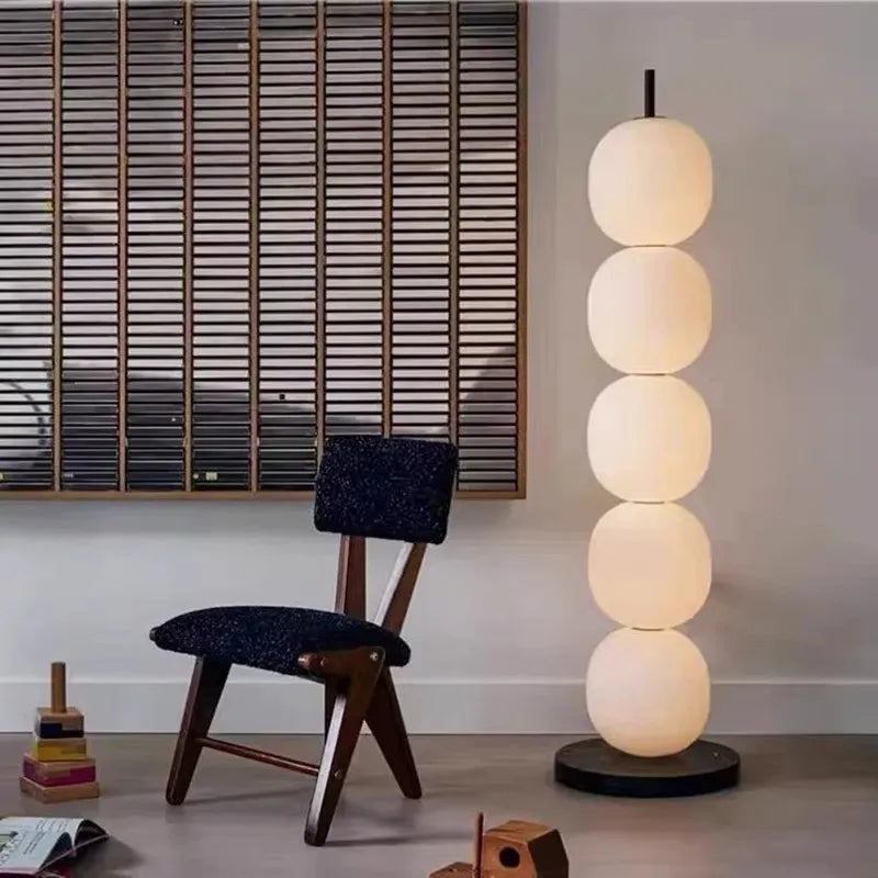 DecorBites™ Gourd String Floor Lamp, White Glass Lampshade, Designer Nordic Floor Light