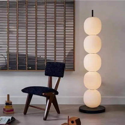 DecorBites™ Gourd String Floor Lamp, White Glass Lampshade, Designer Nordic Floor Light