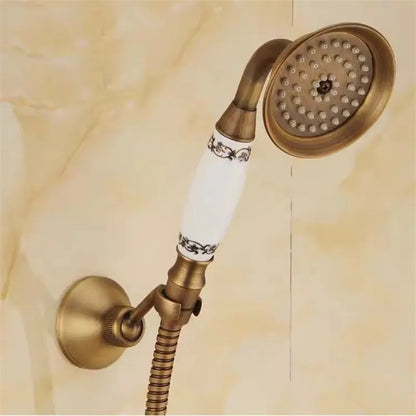 Cabezal de ducha de mano antiguo DecorBites™ con soporte, manguera y rociador de bidé para inodoro.