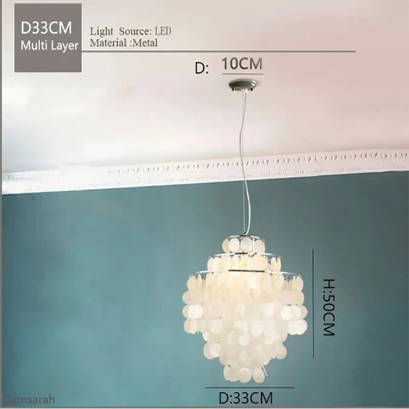 DecorBites™ Gold Chrome Metal Shell Chandelier for Restaurant Living Room Hotel Hall