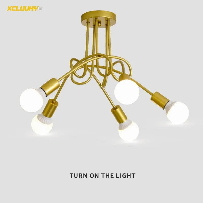 DecorBites™ Gold Black Sputnik Chandelier Pendant Light for Living Room Bedroom Farmhouse