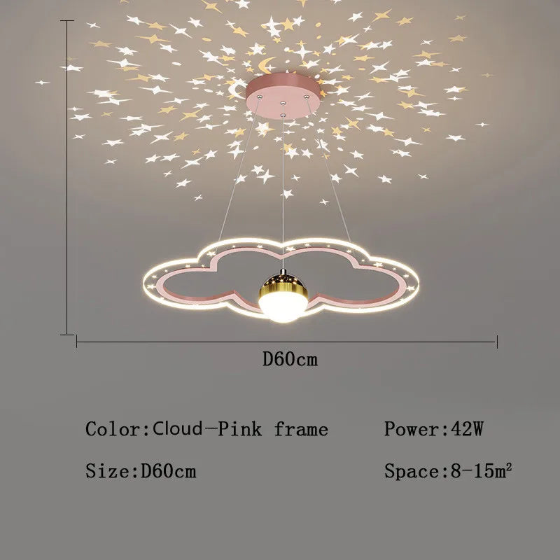 DecorBites™ Cloud Flower LED Chandelier: Modern Starry Sky Decor for Kid's Bedroom and Study Hall