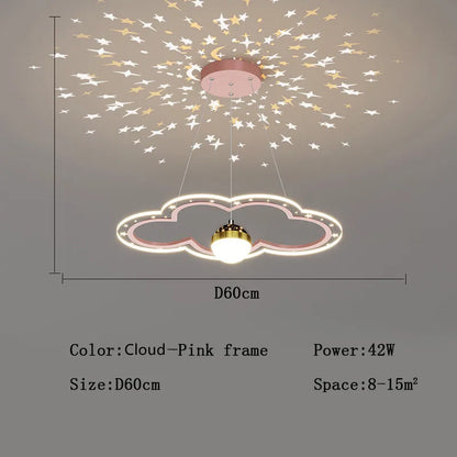 DecorBites™ Cloud Flower LED Chandelier: Modern Starry Sky Decor for Kid's Bedroom and Study Hall