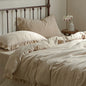 Decobites Soft Cotton Tassel Ruffles Bedding Set with Duvet Cover, Sheet & Pillowcases