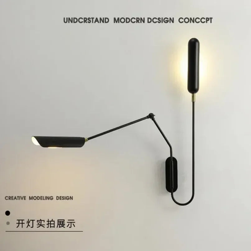 DecorBites™ Industrial Adjustable LED Wall Lamp Bedside Reading Light - Black