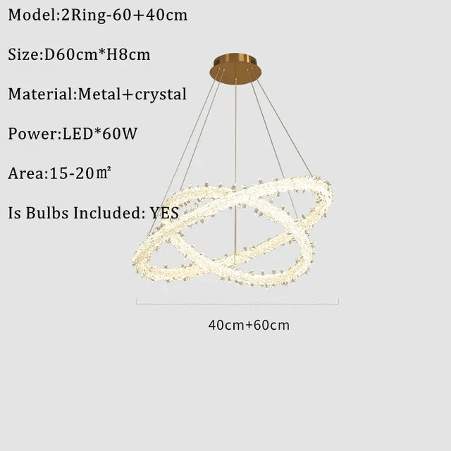 DecorBites™ K9 Crystal Round Chandelier: Modern LED Pendant Lamp for Home, Living Room, Bedroom, Lobby