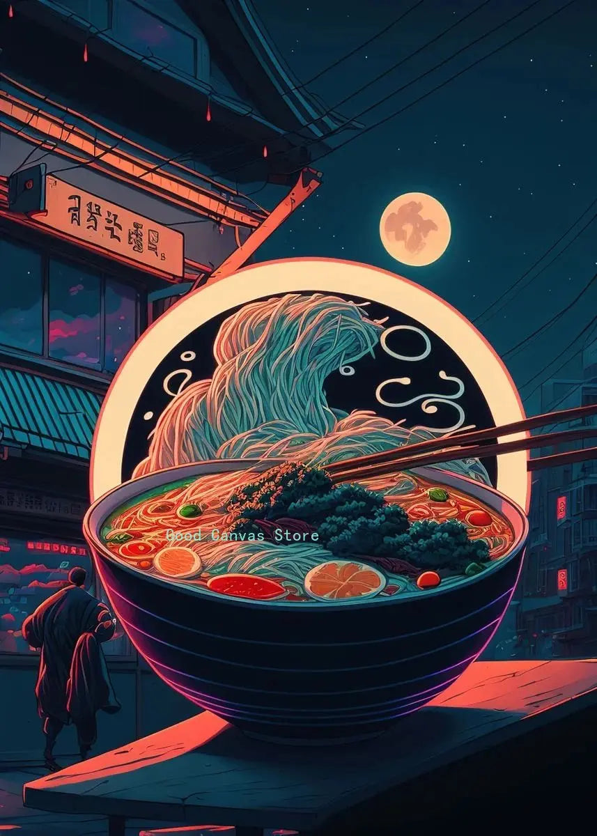 DecorBites™ Japanese Food Neon Posters Canvas Painting for Home Kitchen Decor