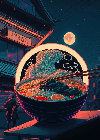 DecorBites™ Japanese Food Neon Posters Canvas Painting for Home Kitchen Decor