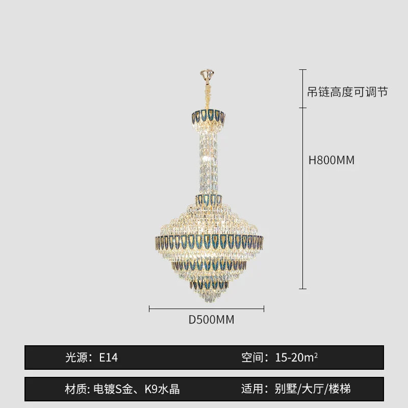 DecorBites™ Crystal Chandelier for High-End Designer Duplex Living Room