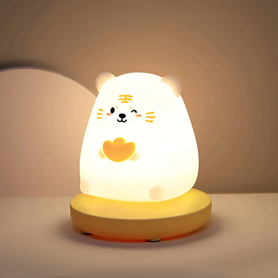 DecorBites™ Kids' Animal Silicone Night Light - Touch Sensor, Dimmable, Rechargeable