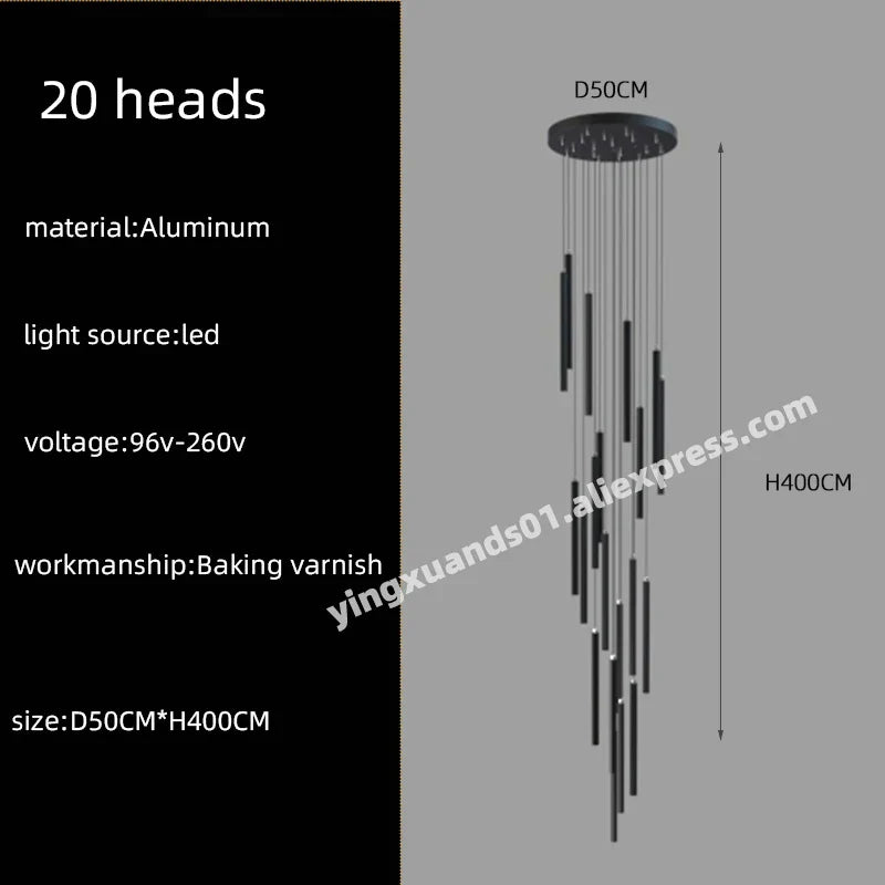 DecorBites™ LED Chandelier Stairs Pendant Ceiling Lamp for Hotel Lobby Decor