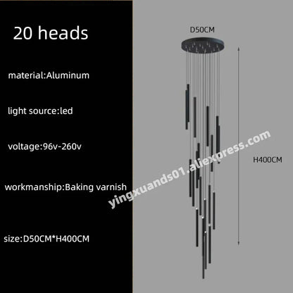 DecorBites™ LED Chandelier Stairs Pendant Ceiling Lamp for Hotel Lobby Decor