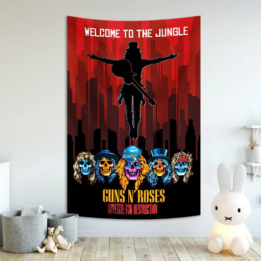 Guns N Roses Band Wall Tapestry - Decobites Music Room Decor Art Piece