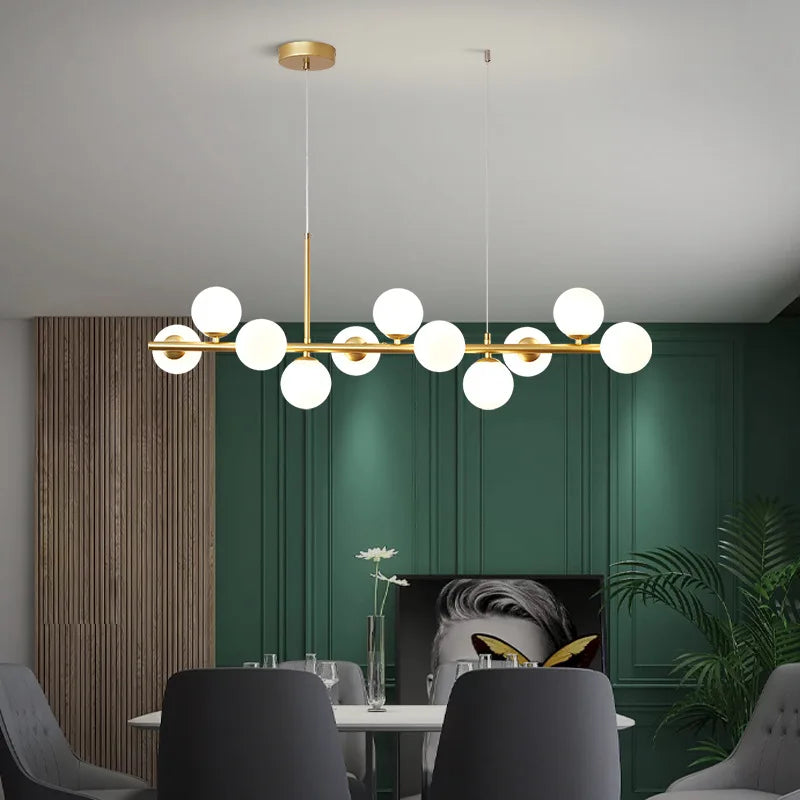 Lámpara colgante LED de bola de cristal dorada Decorbites™ , 11 cabezales, diseño nórdico moderno