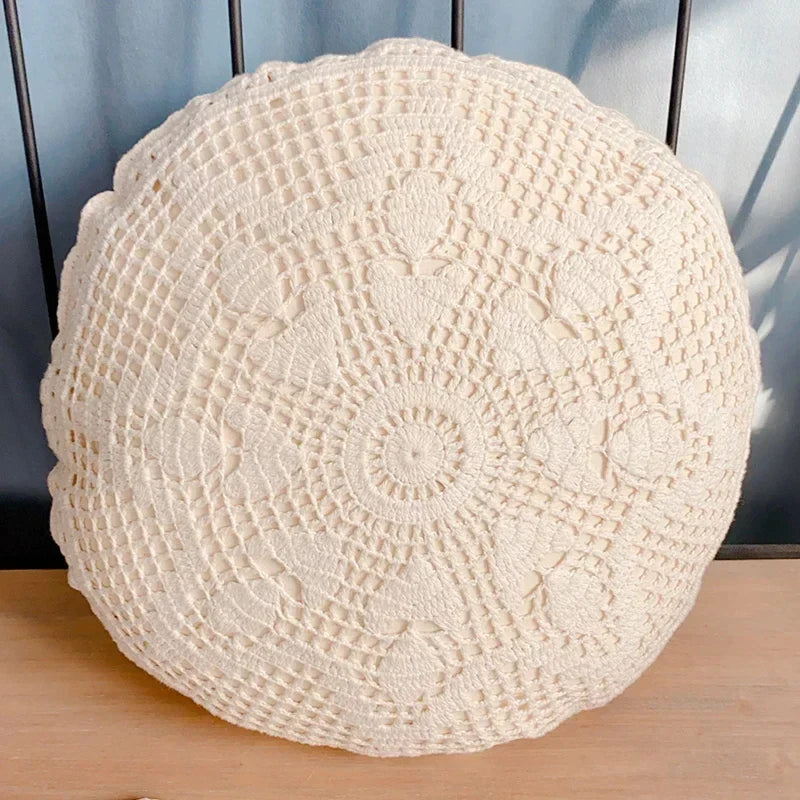 Funda de cojín DecorBites™ de ganchillo, hecha a mano, tejida a mano, 40 x 40 cm, cuadrada, circular, decorativa.