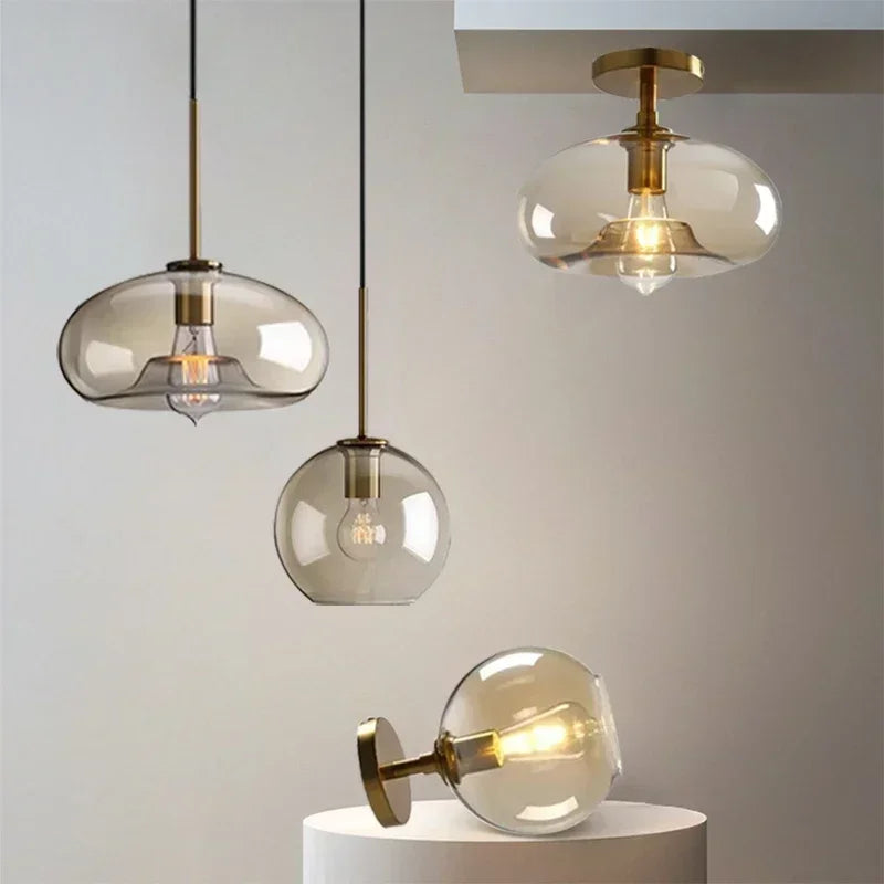 Vintage Glass Pendant Light With Nordic Modern Style