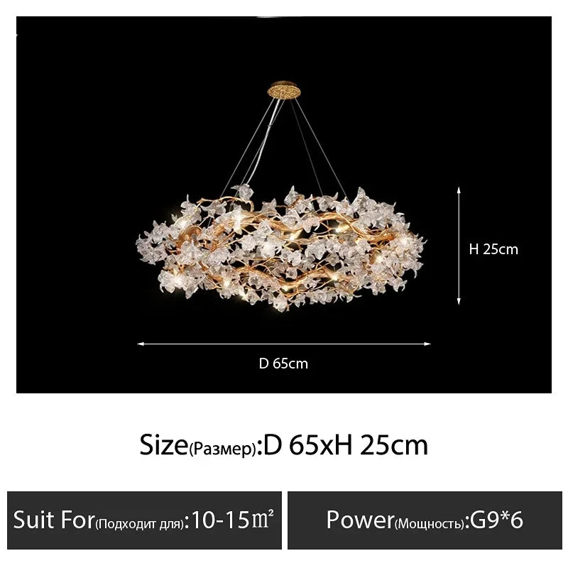 Glass Crystal Flower Chandelier
