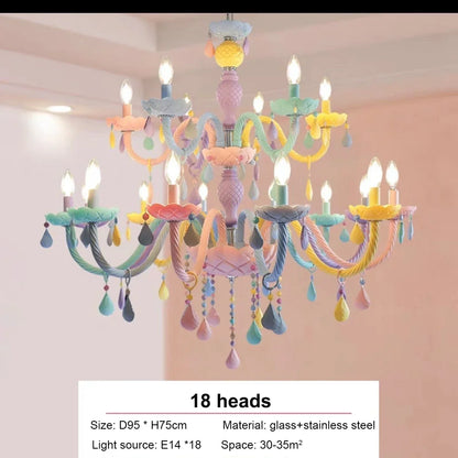 DecorBites™ Crystal Chandelier Kids Bedroom Rainbow Candle Light Fixture