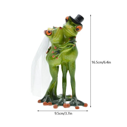 DecorBites™ Leggy Frog Couple Figurine: Modern Wedding Home Decor Statue