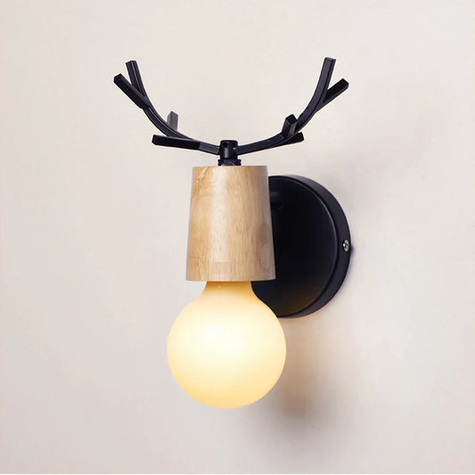 DecorBites™ Antlers Vintage Wall Sconce Lights مصابيح حائط خشبية تركيبات إضاءة داخلية