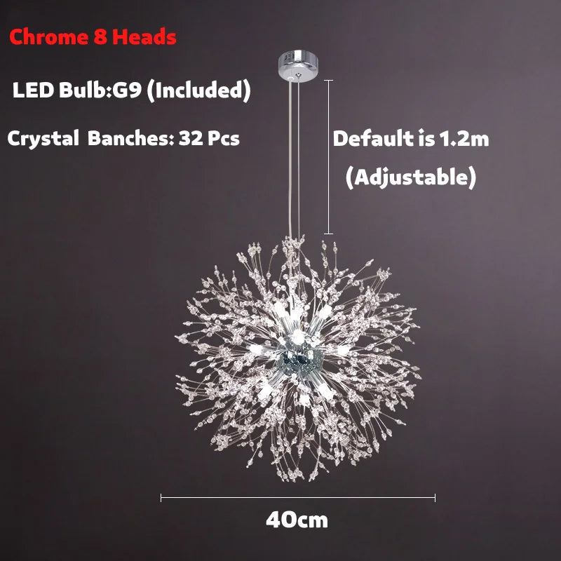 DecorBites™ Dandelion Spark LED Chandelier – Modern Art Crystal Lamps for Home Decor