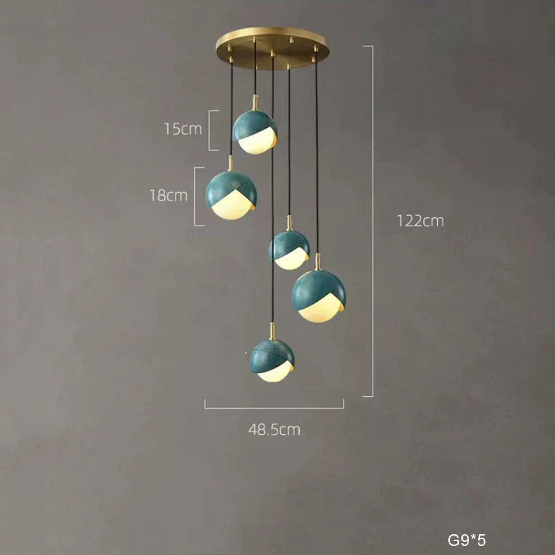 ثريا نحاسية زرقاء من DecorBites™ لجزيرة المطبخ والمطعم