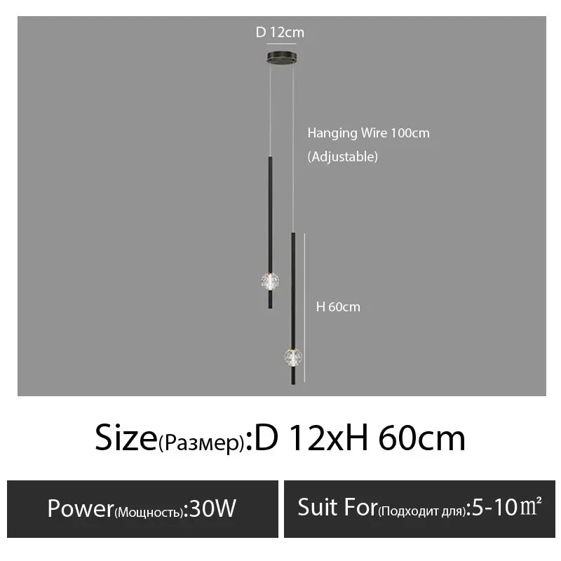 DecorBites™ Crystal LED Chandelier for Nordic Bedroom, Living Room, and TV Wall