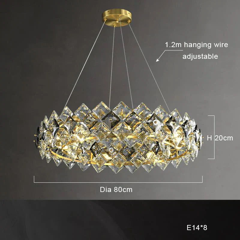 DecorBites™ Crystal Round Chandelier: Modern Dining Room Lighting Fixture, Nordic Style Decoration