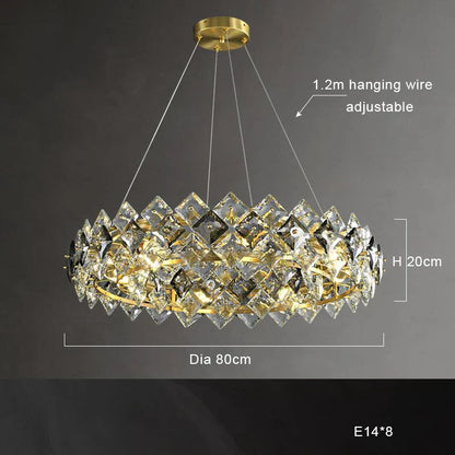 DecorBites™ Crystal Round Chandelier: Modern Dining Room Lighting Fixture, Nordic Style Decoration