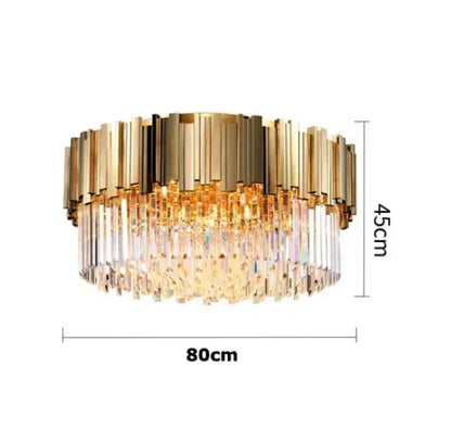 DecorBites™ Golden Crystal Ceiling Light for Modern Living Room and Dining Room
