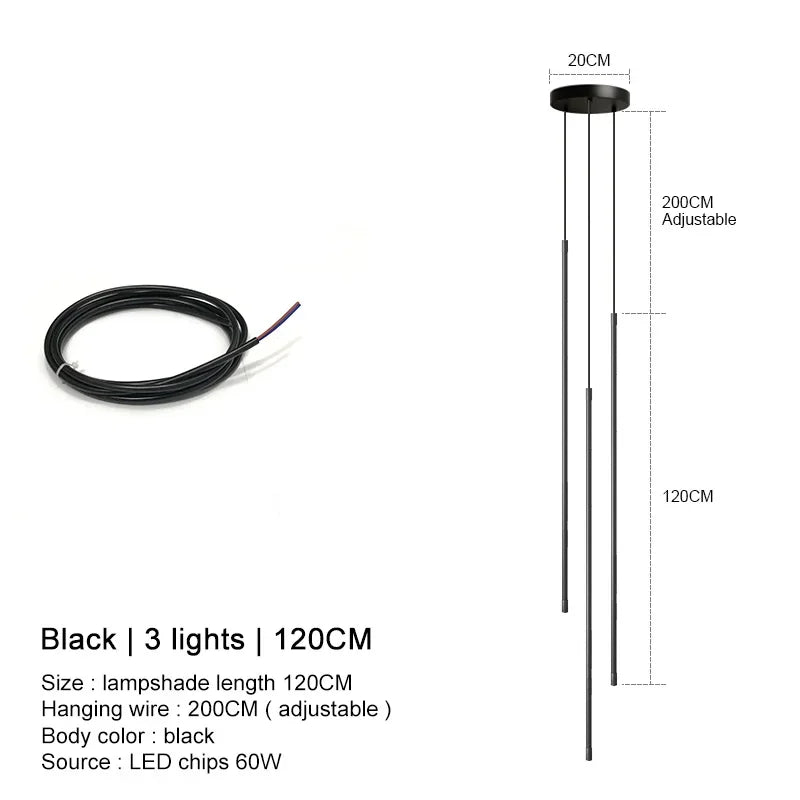 DecorBites™ Black LED Chandelier Pendant Lights for Dining Room and Bedroom