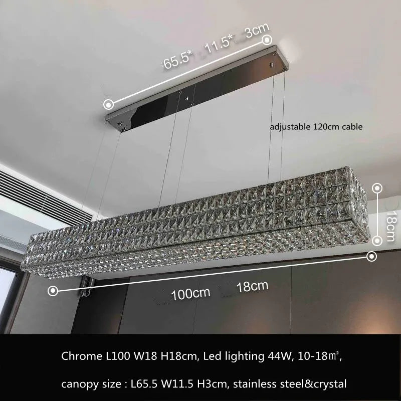 Lámpara colgante LED de cristal DecorBites™: Lámpara de acero de lujo para recibidor o comedor modernos.