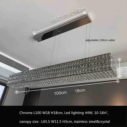 Lámpara colgante LED de cristal DecorBites™: Lámpara de acero de lujo para recibidor o comedor modernos.