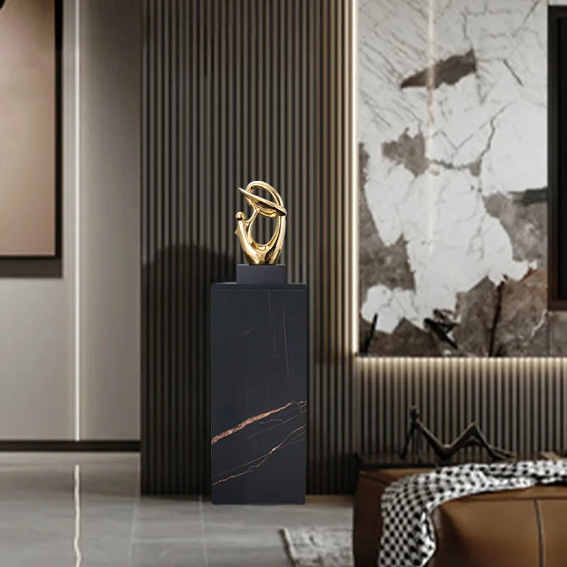 DecorBites™ Golden Geometric Human Body Sculpture Decorative Figurine