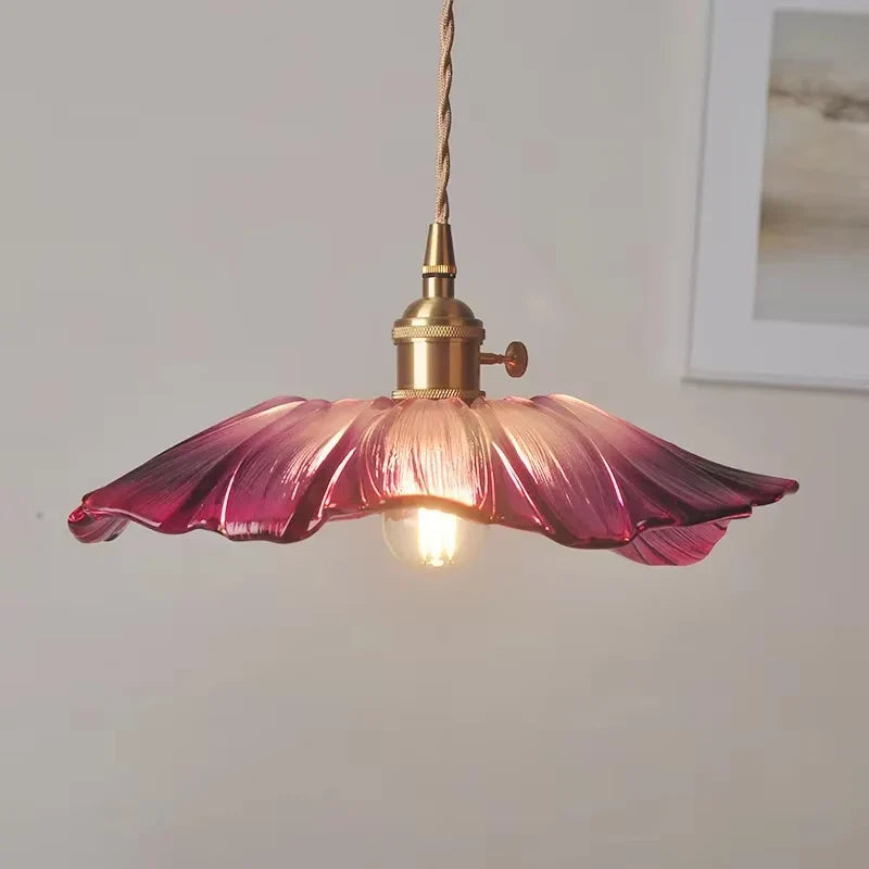 Vintage Flower Glass Pendant Light Fixture