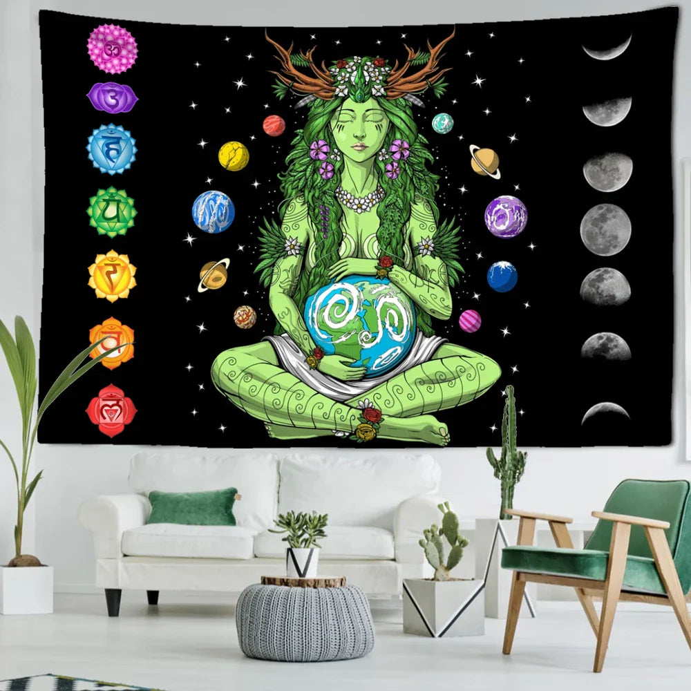 Decobites Seven Chakra Psychedelic Witchcraft Tapestry for Home Decor