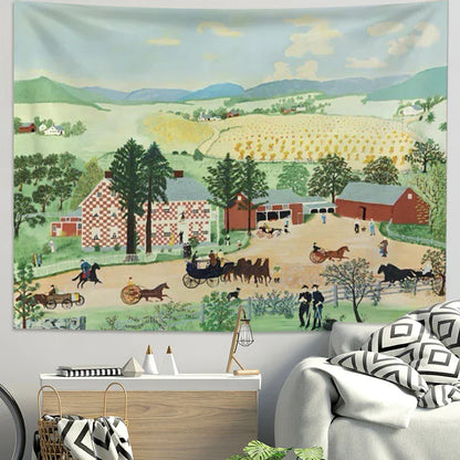 Decobites Pastoral Tapestry: Scenic Wall Decoration for Bedroom, Dormitory & Healing Spaces