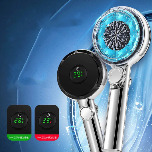Cabezal de ducha con filtro LED DecorBites™ con pantalla digital: ahorro de agua a alta presión
