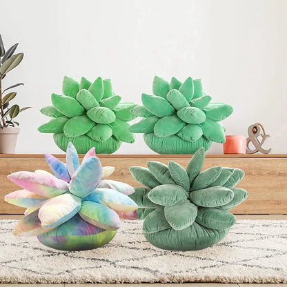 Cojín de felpa DecorBites™ con forma de cactus suculento 3D para decoración de sala de estar