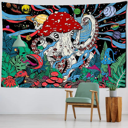 Decobites Abstract Mushroom Tapestry Wall Hanging for Psychedelic Room Decor