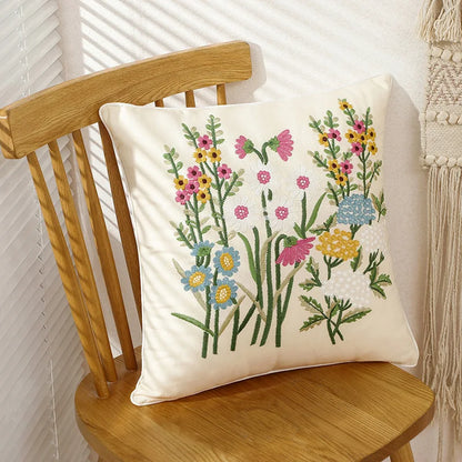 غطاء وسادة DecorBites™ ثلاثي الأبعاد بتصميم زهرة وردية على طراز المزرعة، مقاس 45×45 سم - أريكة مطرزة، سرير، غرفة معيشة